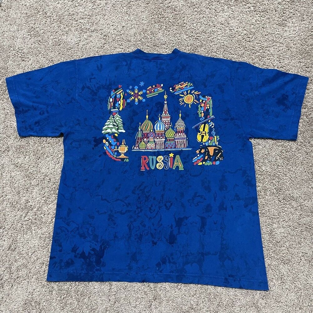Princess Cruises Shirt Mens XL Blue Russia Moscow Red Square Y2K Made in USA